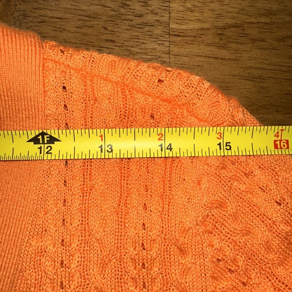 Talbots Petites Small Orange Ribbed Knit Cardigan Sweater Button Front - Picture 8 of 13